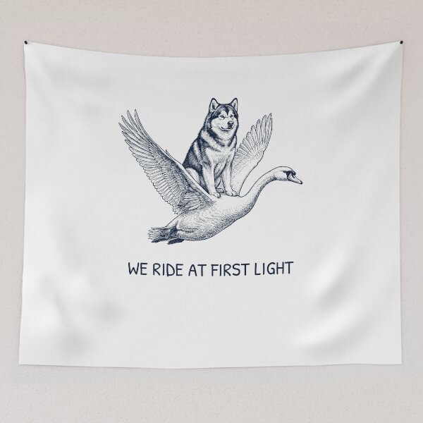 Item preview, We Ride at First Light Funny Alaskan Malamute Mute Swan Dog Lover designed and sold by DoodleTortle.