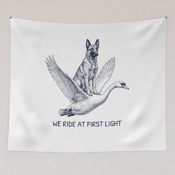 Item preview, We Ride at First Light Funny Belgian Malinois Mute Swan Dog Lover designed and sold by DoodleTortle.