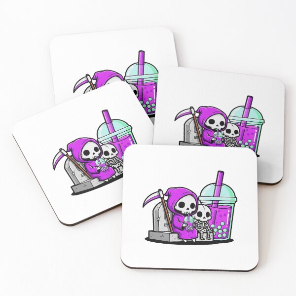 Item preview, Cute Grim Reaper Drinking Boba – Funny Skeleton Bubble Tea designed and sold by melisagaras88.