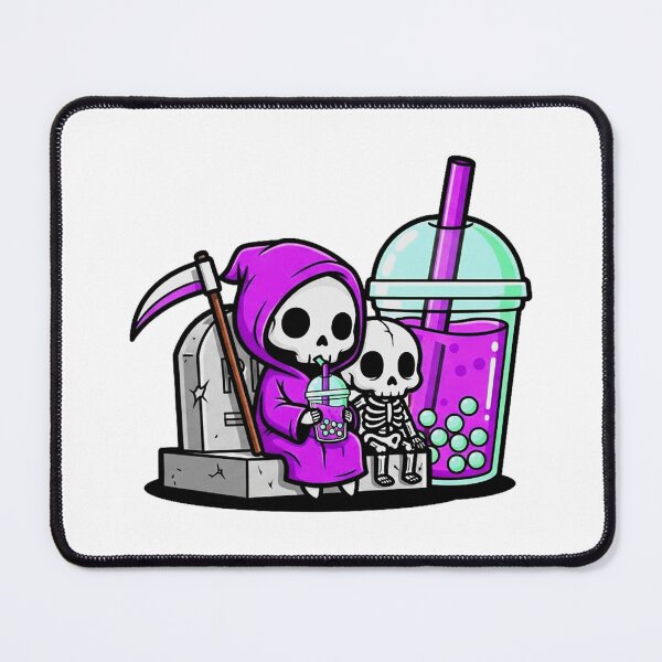Item preview, Cute Grim Reaper Drinking Boba – Funny Skeleton Bubble Tea designed and sold by melisagaras88.