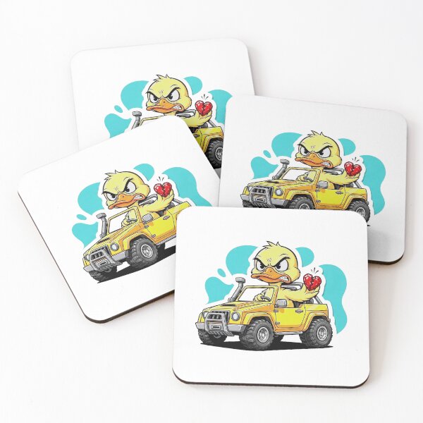 Item preview, Angry Duck Driving Offroad Car with Broken Heart – Funny Cartoon designed and sold by melisagaras88.