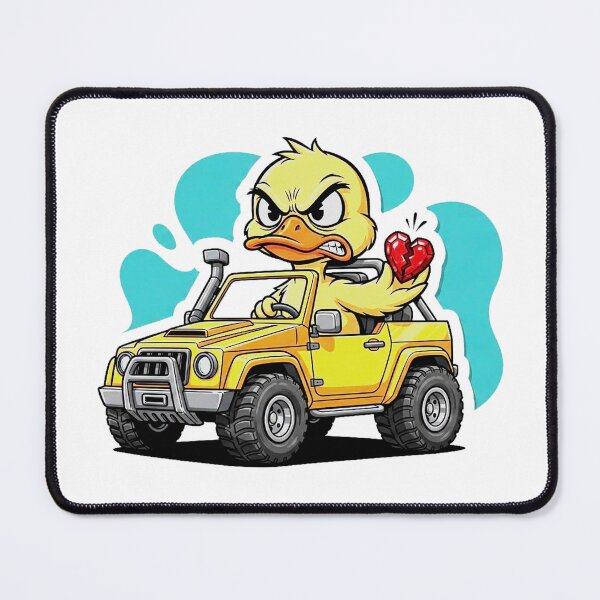 Item preview, Angry Duck Driving Offroad Car with Broken Heart – Funny Cartoon designed and sold by melisagaras88.