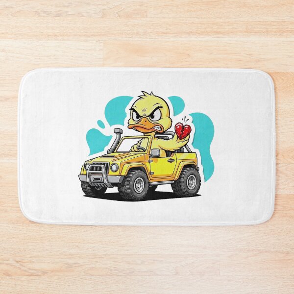 Item preview, Angry Duck Driving Offroad Car with Broken Heart – Funny Cartoon designed and sold by melisagaras88.