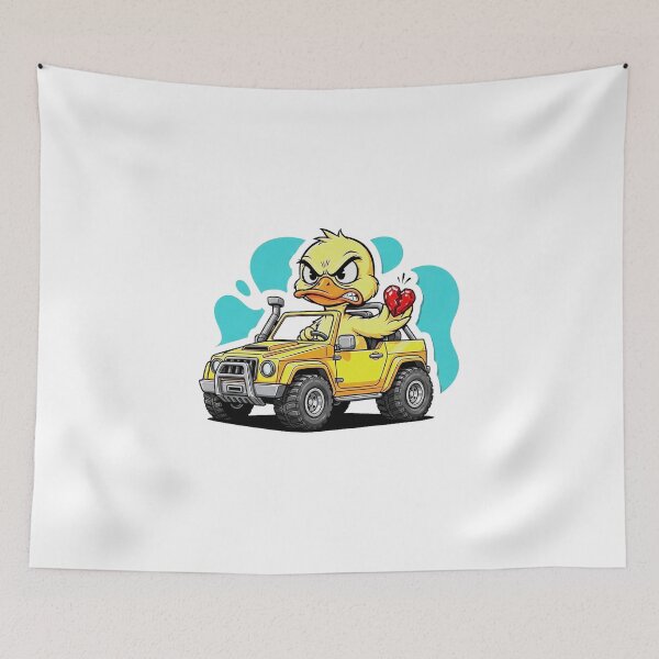 Item preview, Angry Duck Driving Offroad Car with Broken Heart – Funny Cartoon designed and sold by melisagaras88.