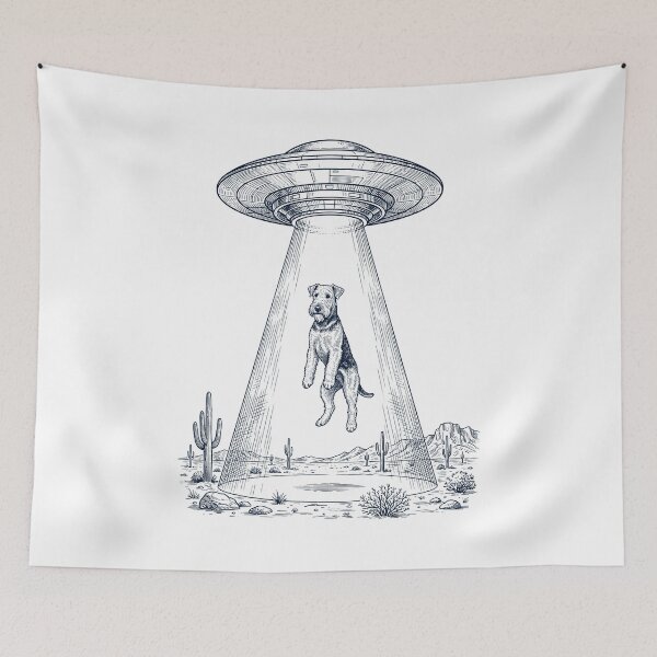 Item preview, Vintage Airedale Terrier UFO Alien Western Dog Mom Dad Lover designed and sold by TerryConnells.