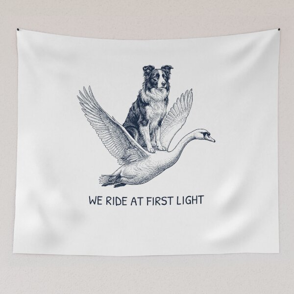 Item preview, Cabalgamos al amanecer Divertido Border Collie Mudo Swan Amante de los Perros designed and sold by DoodleTortle.