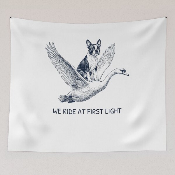 Item preview, We Ride at First Light Funny Boston Terrier Mute Swan Dog Lover designed and sold by DoodleTortle.