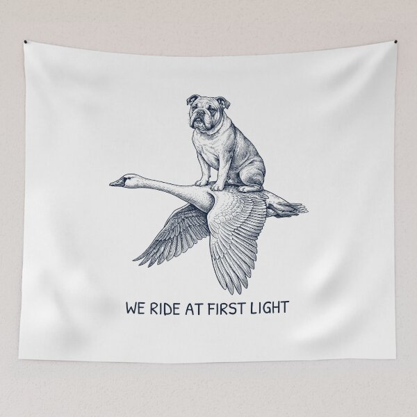 Item preview, We Ride at First Light Funny Bulldog Mute Swan Dog Lover designed and sold by DoodleTortle.