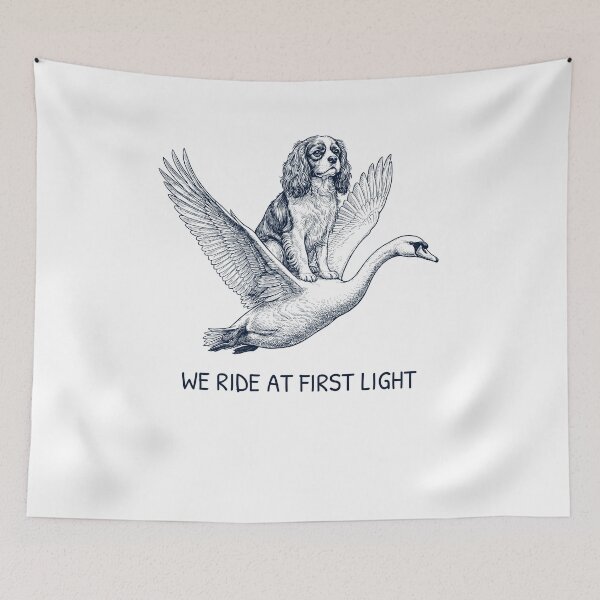 Item preview, We Ride at First Light Funny Cavalier King Charles Spaniel Mute Swan Dog Lover designed and sold by DoodleTortle.