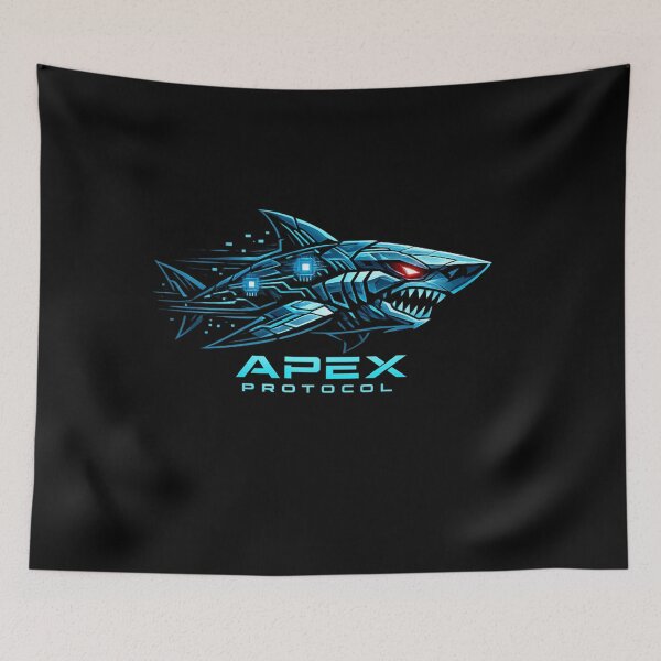 Item preview, Cyberpunk Shark Apex Protocol – Futuristic AI Predator Tech Design designed and sold by JonelCrafts.