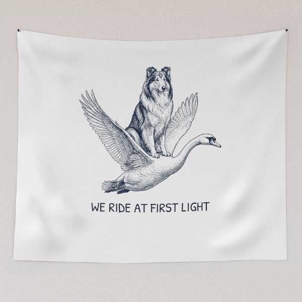 Item preview, We Ride at First Light Funny Collie Mute Swan Dog Lover designed and sold by DoodleTortle.