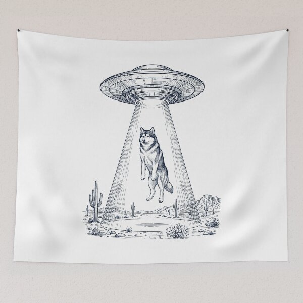 Item preview, Vintage Alaskan Malamute UFO Alien Western Dog Mom Dad Lover designed and sold by TerryConnells.