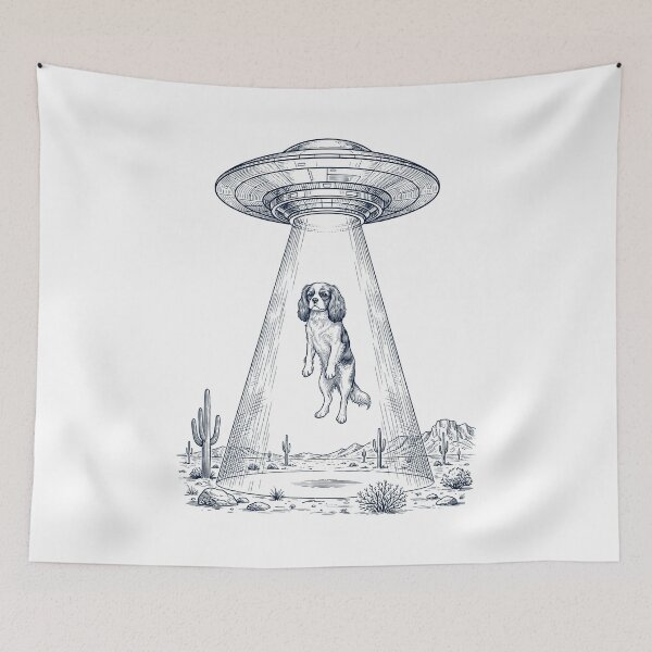 Item preview, Vintage Cavalier King Charles Spaniel UFO Alien Western Dog Mom Dad Lover designed and sold by TerryConnells.