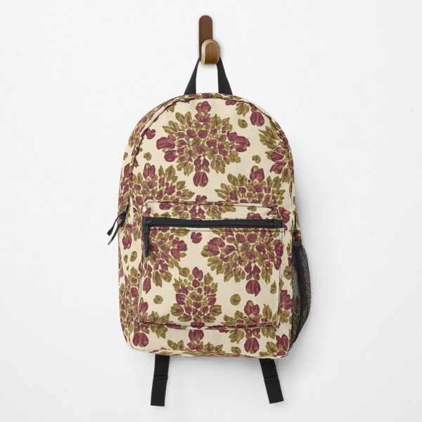 Item preview, Burgundy Olive Green Cream Hydrangea Flower Abstract Pattern designed and sold by burbankdesigns.
