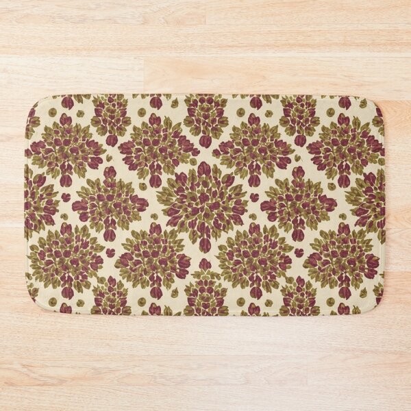 Item preview, Burgundy Olive Green Cream Hydrangea Flower Abstract Pattern designed and sold by burbankdesigns.
