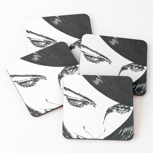 Item preview, Monochrome Ink Portrait with Intense Gaze designed and sold by VesperaLin12.