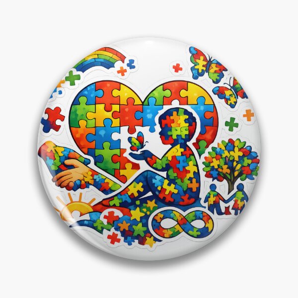 Item preview, Autism Awareness Puzzle Piece Heart Watercolor Rainbow Gift Idea for Empowering Fans designed and sold by Divakar Fashion.