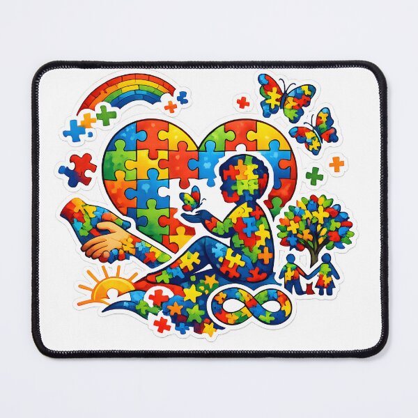 Item preview, Autism Awareness Puzzle Piece Heart Watercolor Rainbow Gift Idea for Empowering Fans designed and sold by Divakar Fashion.