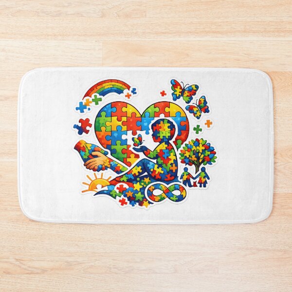 Item preview, Autism Awareness Puzzle Piece Heart Watercolor Rainbow Gift Idea for Empowering Fans designed and sold by Divakar Fashion.
