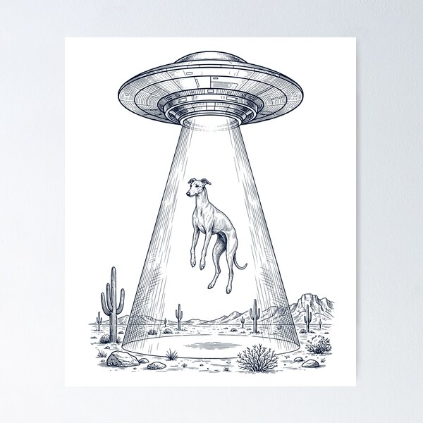 Item preview, Vintage Greyhound UFO Alien Western Dog Mom Dad Lover designed and sold by TerryConnells.