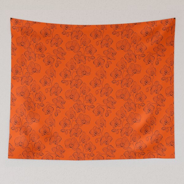 Item preview, Sketch black orchid flowers on bright background designed and sold by fuzzyfox.