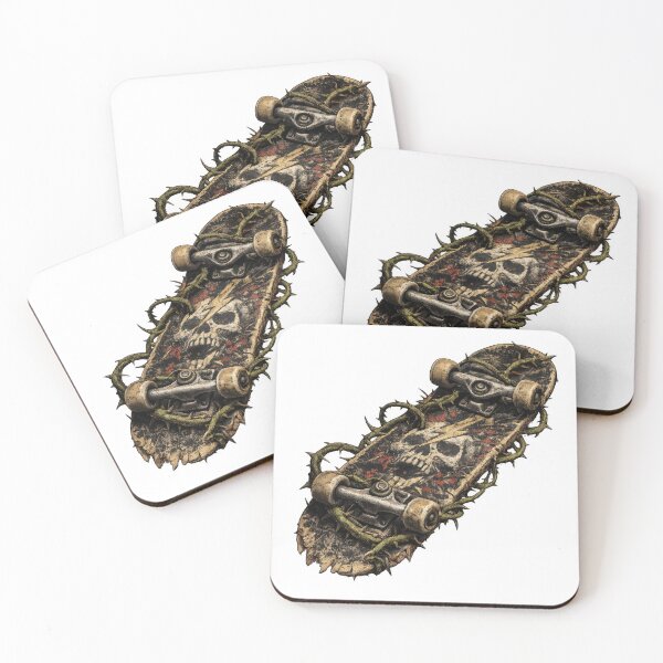 Item preview, Thorn-Wrapped Skull Skateboard designed and sold by jgvisualarts.