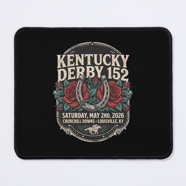 Aperçu de l'œuvre Courses hippiques vintage du Kentucky Derby 2026 Rose créée et vendue par JustuKitties.