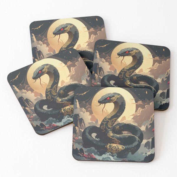 Item preview, Mystical Golden Serpent Moon Fantasy Art designed and sold by BestChoiceService.