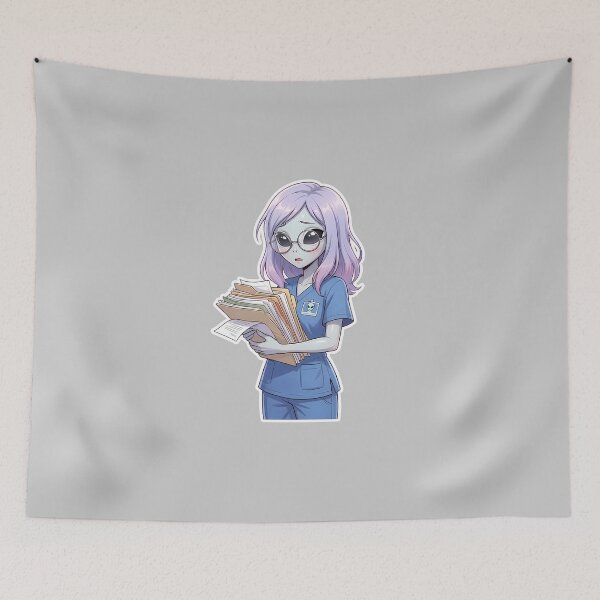 Item preview, Stressed Alien Nurse Drowning in Paperwork designed and sold by Sunkhung.