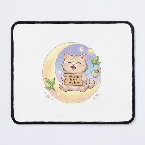 Item preview, Laughing Cat on Moon – "Matcha Is My Only Love" Cute Aesthetic Sticker designed and sold by wildbest.