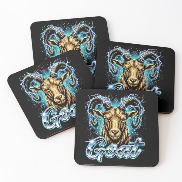 Item preview, Goat Chrome Script Ram Horns Teal Lightning Stars Retro 80s Bold designed and sold by graphixpolash.