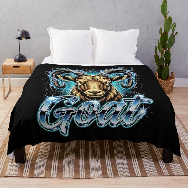 Item preview, Goat Chrome Script Ram Horns Teal Lightning Stars Retro 80s Bold designed and sold by graphixpolash.