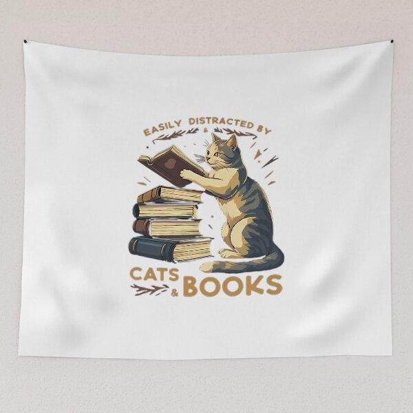 Item preview, The Easily Distracted Cat Book Lover designed and sold by chattsuede.