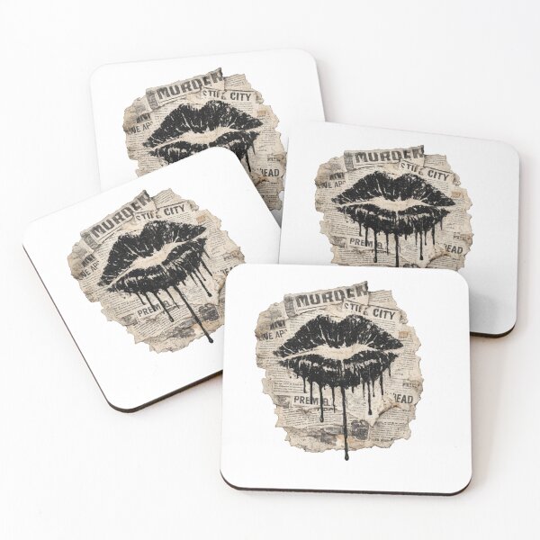 Item preview, Dripping Black Lip Print on Newspaper Collage designed and sold by jgvisualarts.