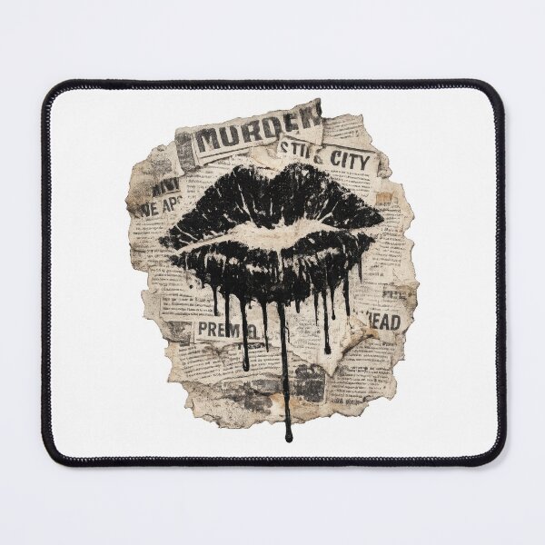 Item preview, Dripping Black Lip Print on Newspaper Collage designed and sold by jgvisualarts.