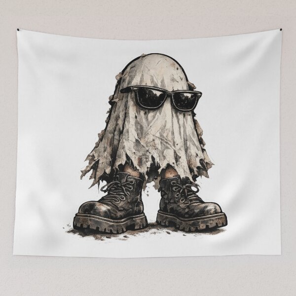 Item preview, Cool Ghost in Sunglasses and Combat Boots designed and sold by jgvisualarts.