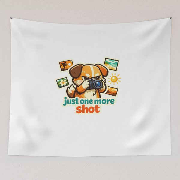 Item preview, "Just One More Shot" | Funny Photographer Dog & Vintage Camera designed and sold by Naviora.