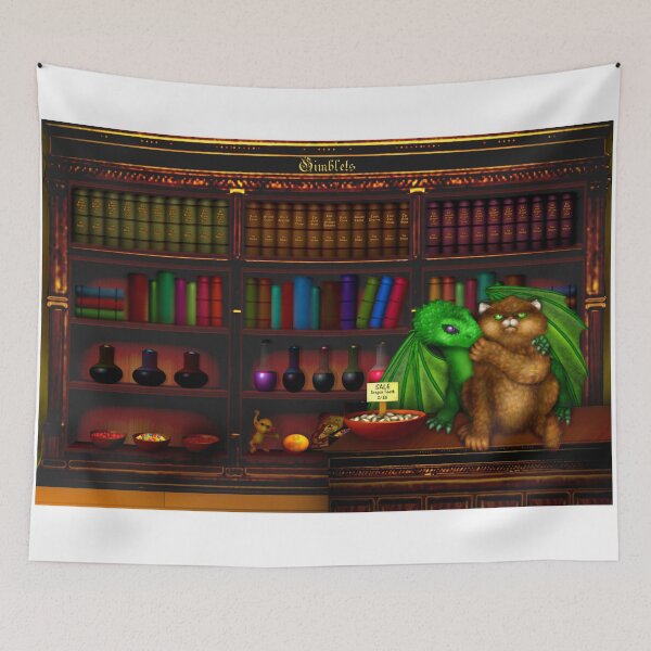 Item preview, Dragon and Cat Bookshelves designed and sold by KatvikBooks.
