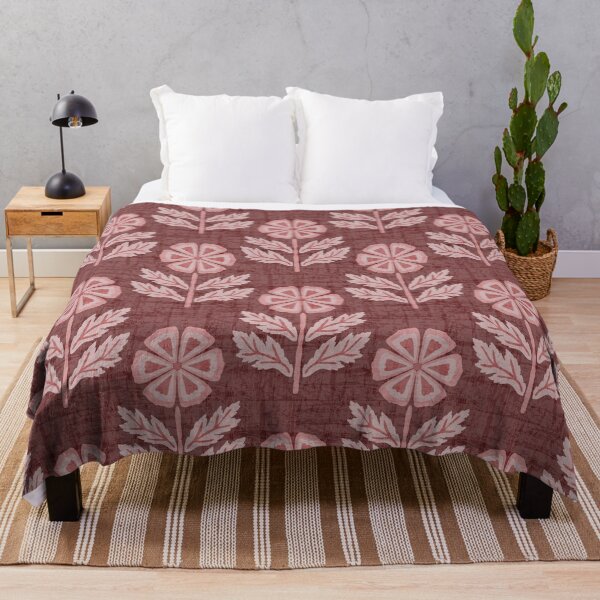 Item preview, Burgundy floral block print designed and sold by FrancesPoff.