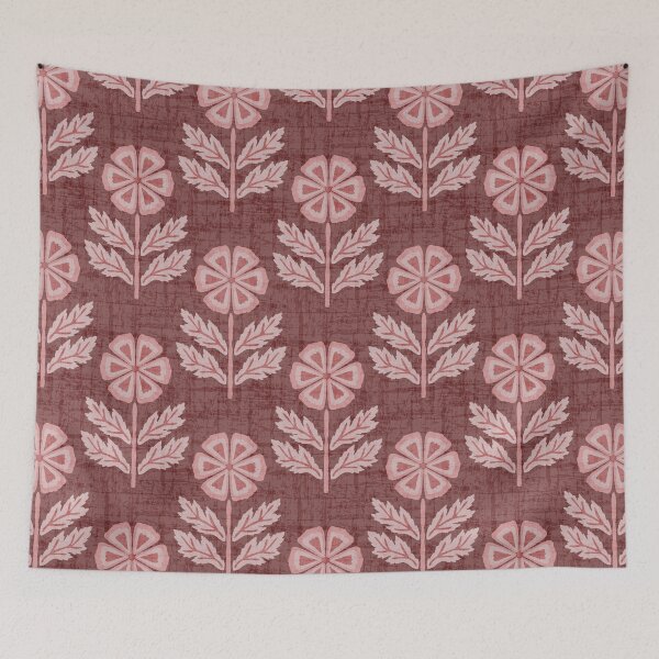 Item preview, Burgundy floral block print designed and sold by FrancesPoff.