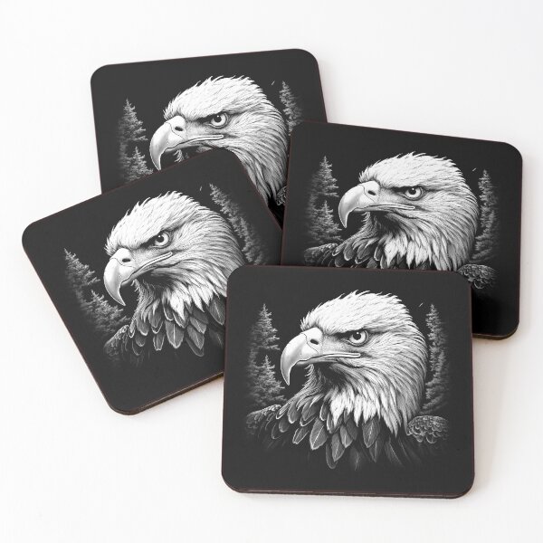 Item preview, Majestic Bald Eagle Portrait | Black and White Wildlife Bird Art designed and sold by inkoutninja.