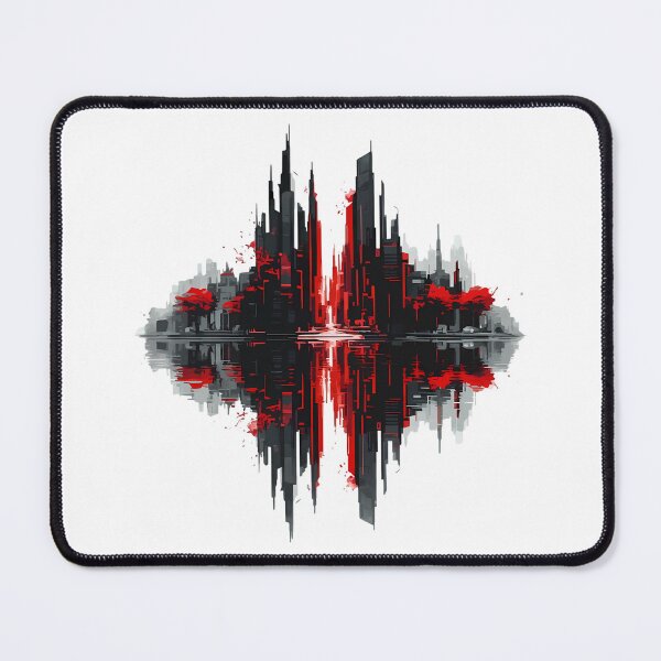 Item preview, Abstract Cityscape Reflection with Red Glow designed and sold by chattsuede.