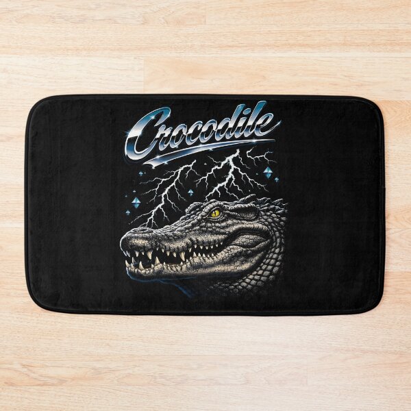 Item preview, Crocodile Chrome Script Gray Open Jaw Lightning Diamond Stars Retro 80s designed and sold by graphixpolash.