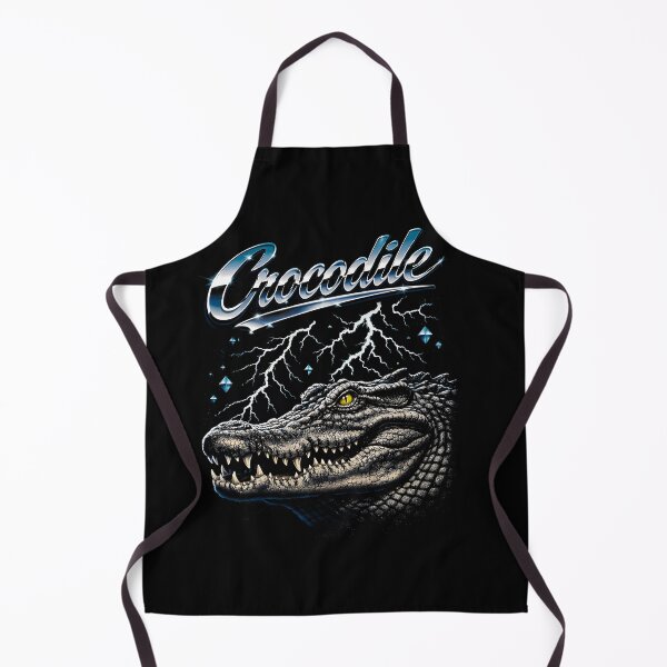 Item preview, Crocodile Chrome Script Gray Open Jaw Lightning Diamond Stars Retro 80s designed and sold by graphixpolash.