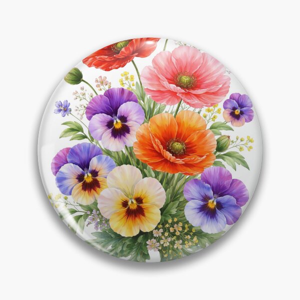 Item preview, Red Poppies Multicolored Pansies Full Bloom Shapes Mania designed and sold by Shapes-Mania.