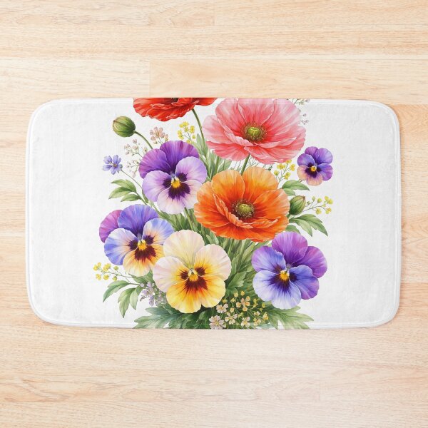 Item preview, Red Poppies Multicolored Pansies Full Bloom Shapes Mania designed and sold by Shapes-Mania.