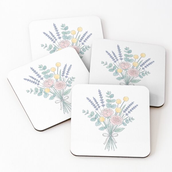 Item preview, Soft Watercolor Flower Bouquet with Lavender Rose and Eucalyptus designed and sold by chattsuede.