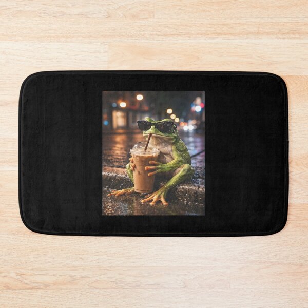 Item preview, Frog drinking iced coffee designed and sold by JODYSMORGAN.