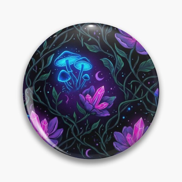 Item preview,  Magic in Bloom - Neon Crystal Flowers & Glowing Mushrooms Pattern designed and sold by InnerwayStudio.