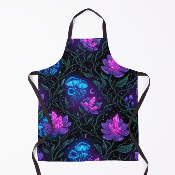 Item preview,  Magic in Bloom - Neon Crystal Flowers & Glowing Mushrooms Pattern designed and sold by InnerwayStudio.